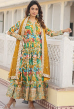 Divine Multi Color Silk Fabric Gown