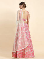 Dazzling Pink Color Satin Fabric Wedding Lehenga