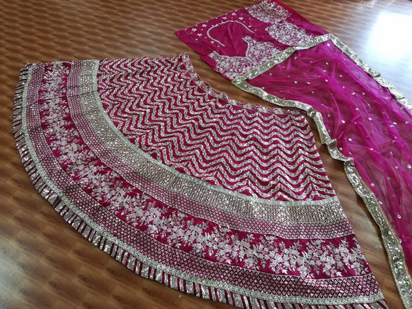 Dazzling Magenta Color Satin Fabric Wedding Lehenga