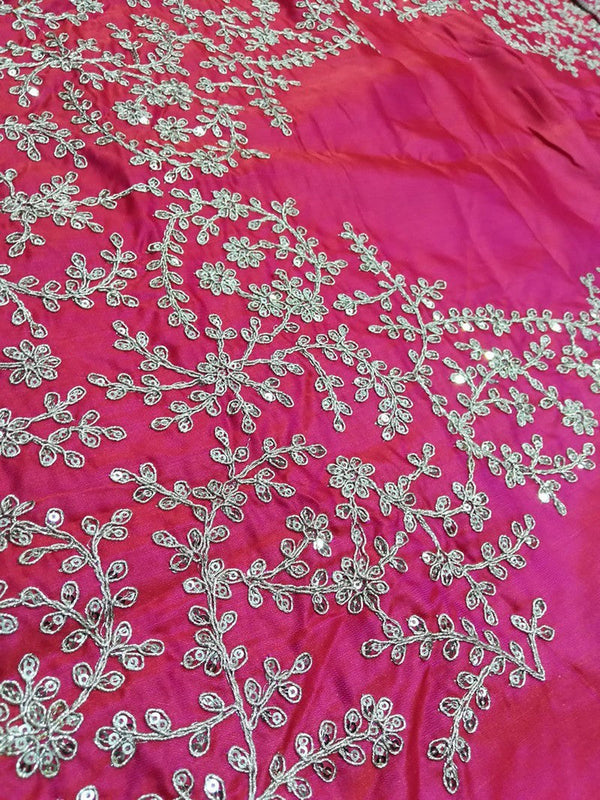 Dazzling Pink Color Satin Fabric Wedding Lehenga