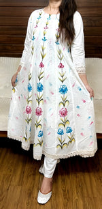 Dazzling White Color Cotton Fabric Designer Suit