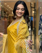 Dazzling Mustard Color Chinon Fabric Designer Suit