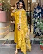 Dazzling Mustard Color Chinon Fabric Designer Suit