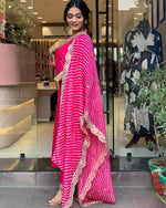 Tempting Pink Color Chinon Fabric Designer Suit