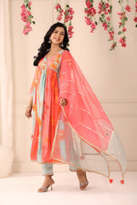 Tempting Orange Color Muslin Fabric Designer Suit