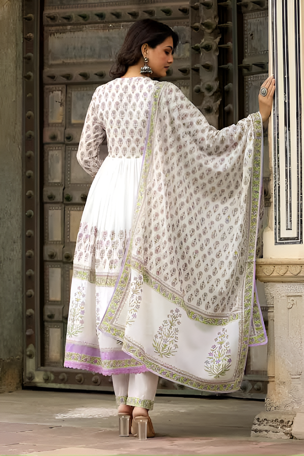 Amazing White Color Cotton Fabric Designer Suit