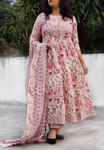 Amazing Pink Color Cotton Fabric Designer Suit