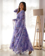 Amazing Purple Color Organza Fabric Designer Suit