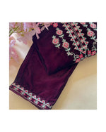 Divine Voilet Color Velvet Fabric Designer Suit