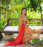 Divine Orange Color Muslin Fabric Designer Suit