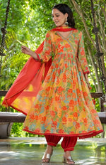 Divine Orange Color Muslin Fabric Designer Suit