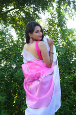 Ideal White Color Organza Fabric Casual Saree