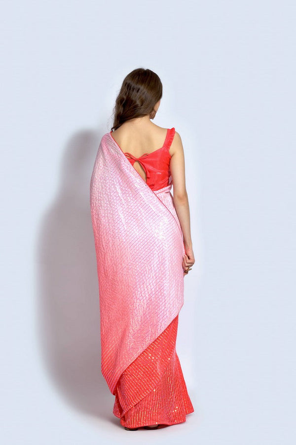 Ideal Red Color Vichitra Fabric Partywear Saree