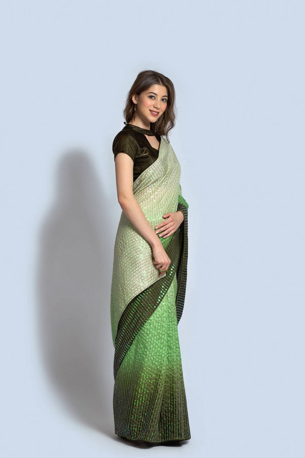 Ideal Green Color Vichitra Fabric Partywear Saree