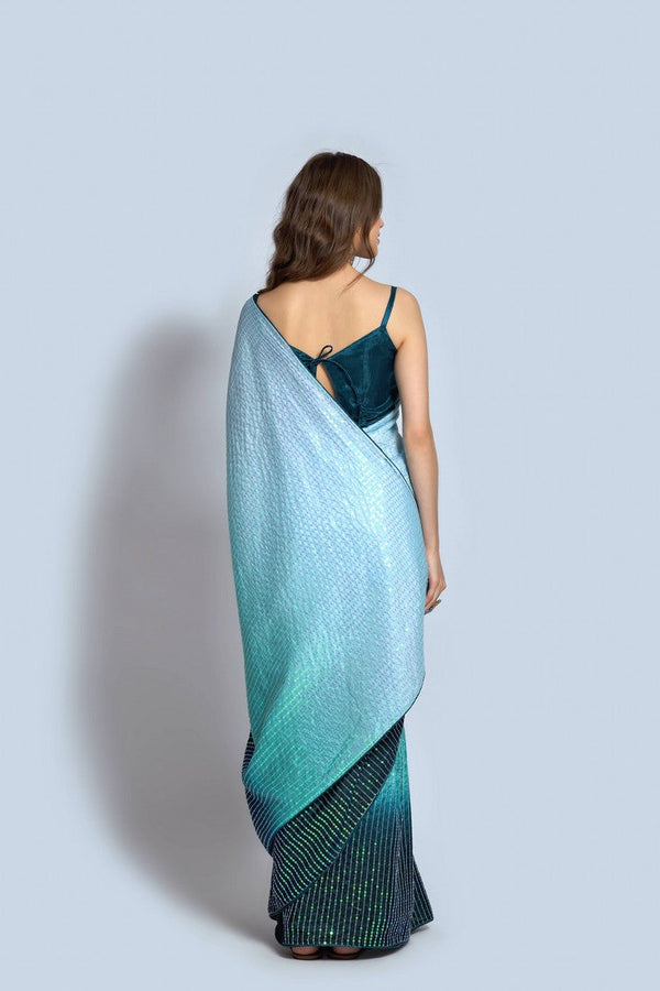 Ideal Teal Color Vichitra Fabric Partywear Saree