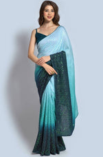 Ideal Teal Color Vichitra Fabric Partywear Saree