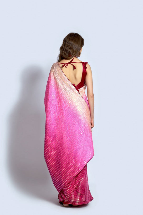 Ideal Pink Color Vichitra Fabric Partywear Saree