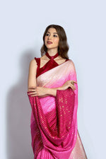 Ideal Pink Color Vichitra Fabric Partywear Saree