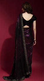 Ideal Black Color Georgette Fabric Partywear Saree