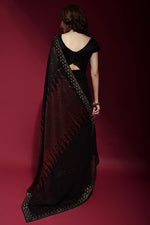 Ideal Black Color Georgette Fabric Partywear Saree