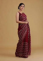 Amazing Maroon Color Georgette Fabric Partywear Saree