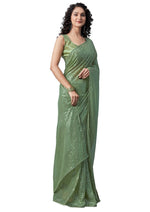 Ideal Green Color Georgette Fabric Partywear Saree