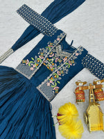Magnetic Teal Color Chinon Fabric Designer Lehenga Koti