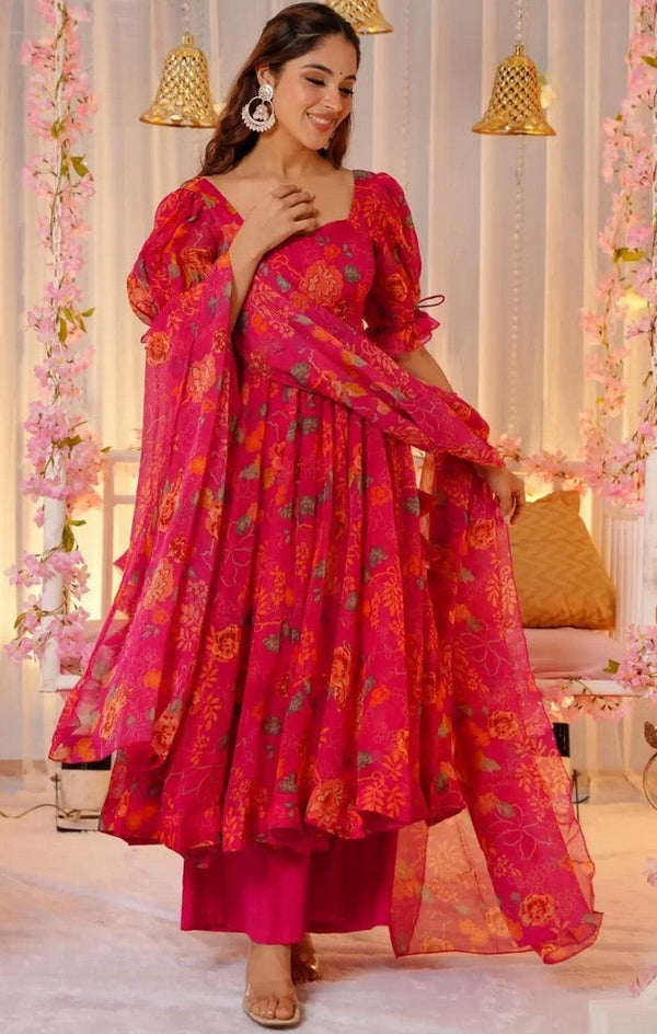 Amazing Pink Color Silk  Fabric Designer Suit