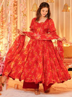 Amazing Red Color Silk  Fabric Designer Suit