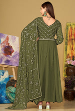 Amazing Green Color Georgette Fabric Designer Suit