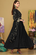 Amazing Black Color Georgette Fabric Designer Suit