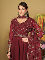 Amazing Maroon Color Georgette Fabric Designer Suit