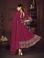 Dazzling Wine Color Georgette Fabric Designer Suit