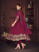 Dazzling Wine Color Georgette Fabric Designer Suit