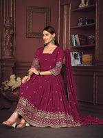 Dazzling Wine Color Georgette Fabric Designer Suit