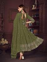 Dazzling Green Color Georgette Fabric Designer Suit