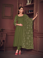 Dazzling Green Color Georgette Fabric Designer Suit