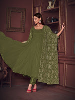 Dazzling Green Color Georgette Fabric Designer Suit