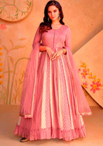 Amazing Pink Color Georgette Fabric Partywear Suit