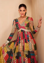 Amazing Multi Color Georgette Fabric Partywear Suit