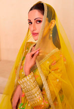 Amazing Yellow Color Georgette Fabric Partywear Suit