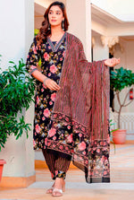 Beautiful Black Color Cotton  Fabric Designer Suit