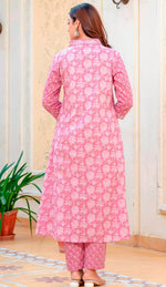 Beautiful Pink Color Cotton  Fabric Designer Suit