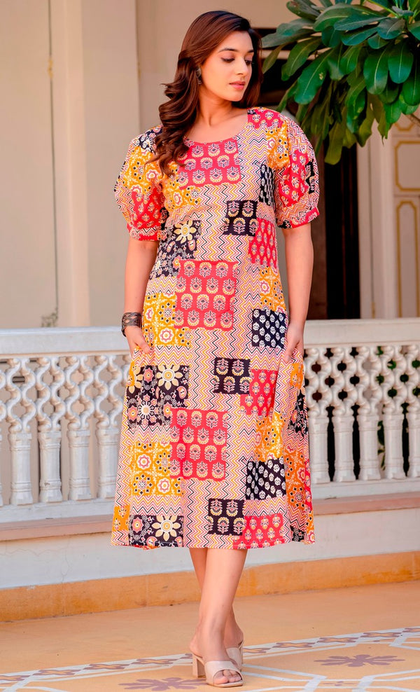 Beautiful Multi Color Cotton  Fabric Designer Kurti