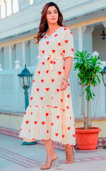 Beautiful Cream Color Cotton  Fabric Designer Kurti