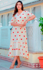 Beautiful Cream Color Cotton  Fabric Designer Kurti