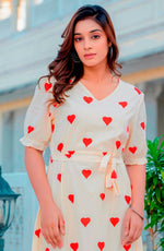 Beautiful Cream Color Cotton  Fabric Designer Kurti