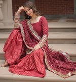 Dazzling Maroon Color Georgette Fabric Sharara Suit