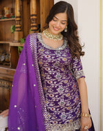 Superb Purple Color Viscose Fabric Sharara Suit