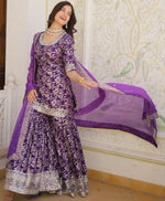 Superb Purple Color Viscose Fabric Sharara Suit